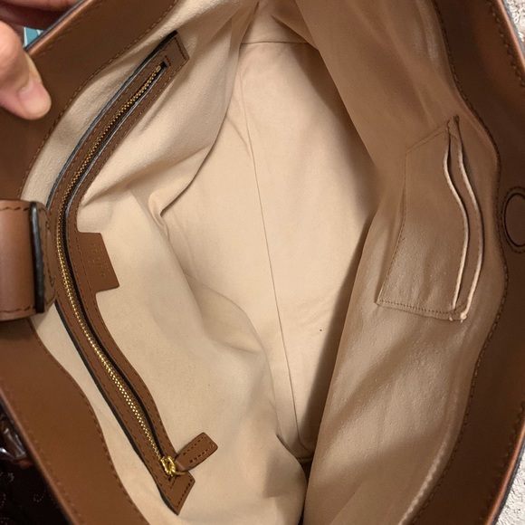 Gucci NEW GG Supreme Peacock Brown Tote Leather - Picture 4 of 7